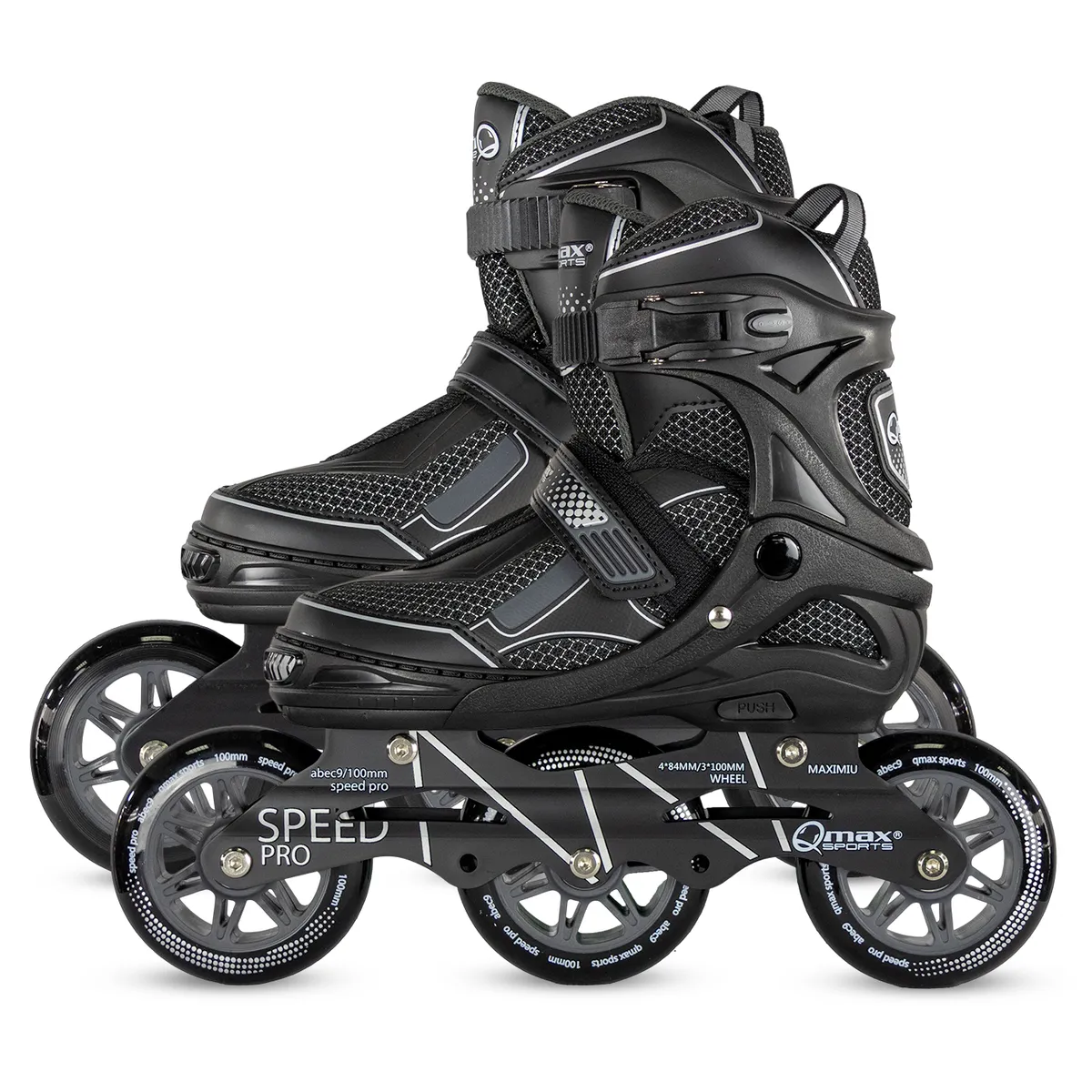 QMAX - Patines en linea Semiprofesionales Ajustables Speed Qmax Negro 39-42