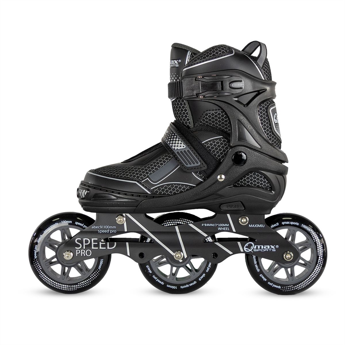 QMAX - Patines en linea Semiprofesionales Ajustables Speed Qmax Negro 39-42