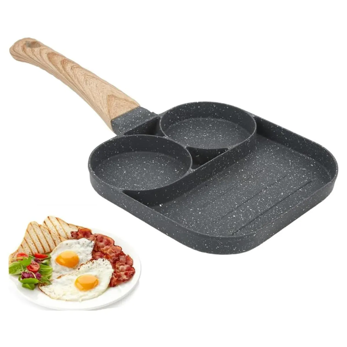 CLEAR - Sartén De 3 Puestos Antiadherente No Generico