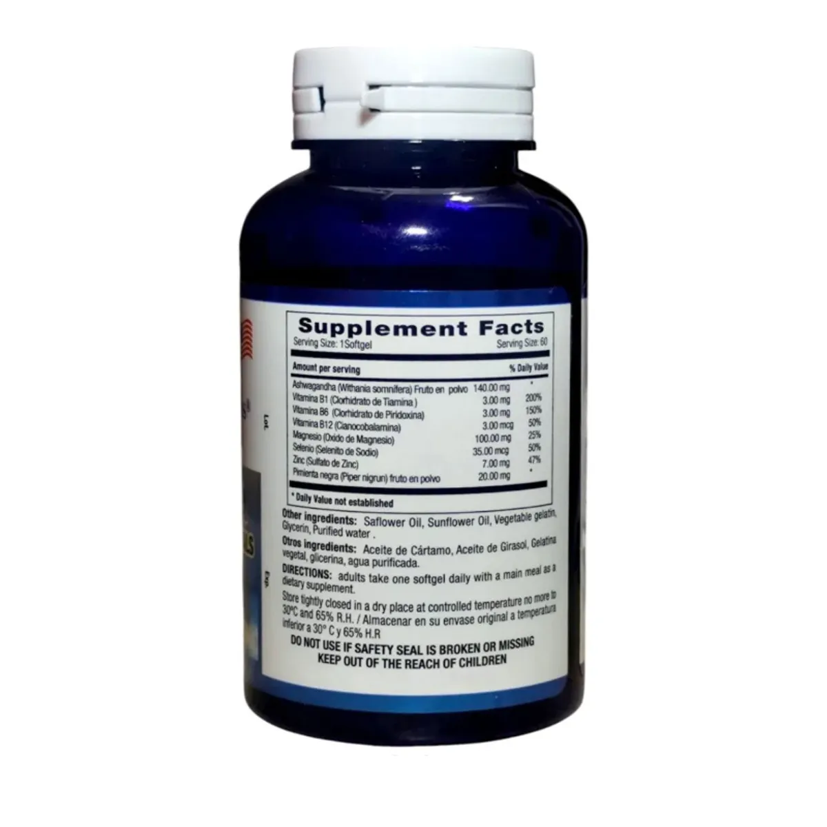 NATURAL SYSTEM - SUPLEMENTO ASHWAGANDHA CON VITAMINAS Y MINERALES X60 SOFTGELS