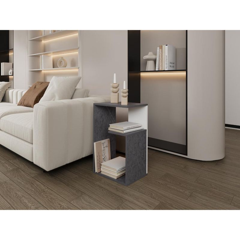 RTA DESIGN - Mesa de Noche Evert Piedra y Blanco Duqueza con diseño moderno