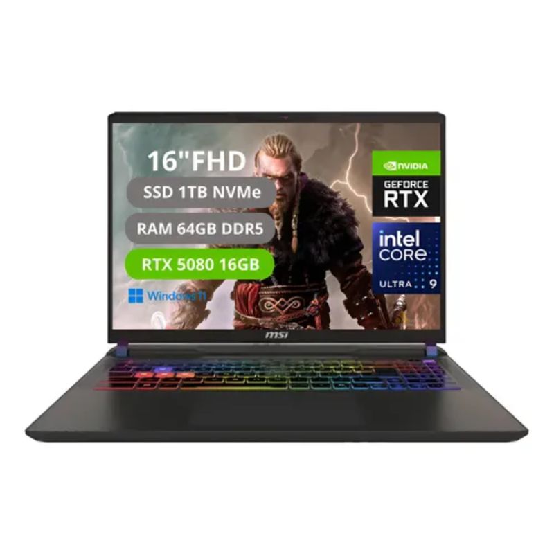 MSI - Portatil Msi Vector 16 Hx AI Intel Core Ultra 9 275HX Ram 64GB SSD 1TB RTX 5080 16GB GDDR7