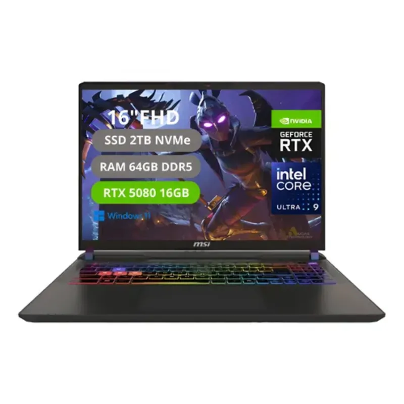 MSI - Portatil Msi Vector 16 Hx AI Intel Core Ultra 9 275HX Ram 64GB SSD 2TB RTX 5080 16GB GDDR7