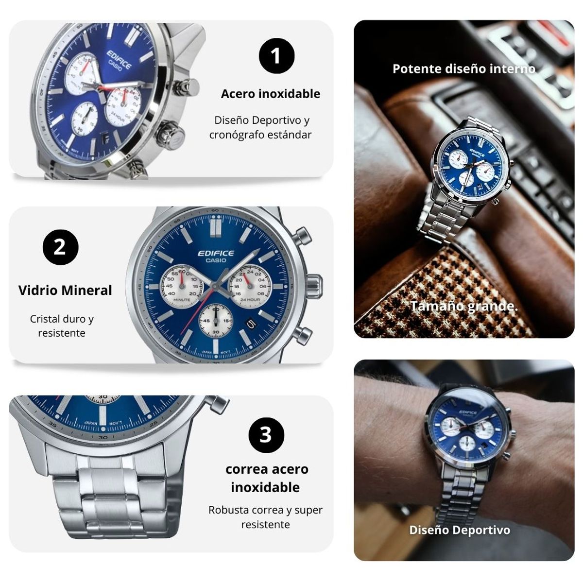 CASIO - Reloj Casio EDIFICE EFR-575D-2A Diseño deportivo