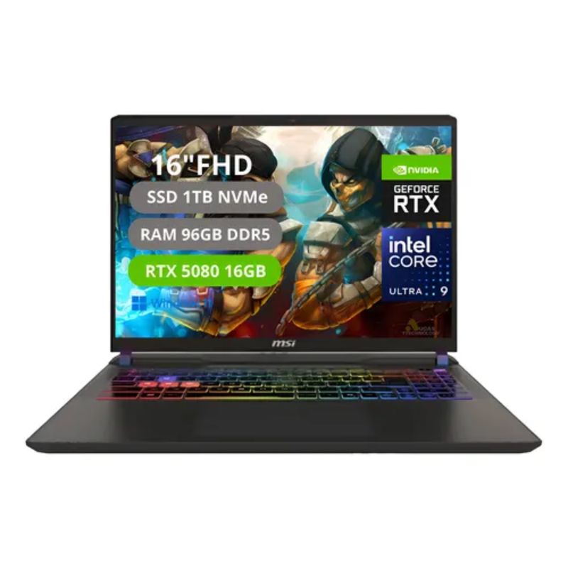 MSI - Portatil Msi Vector 16 Hx AI Intel Core Ultra 9 275HX Ram 96GB SSD 1TB RTX 5080 16GB GDDR7