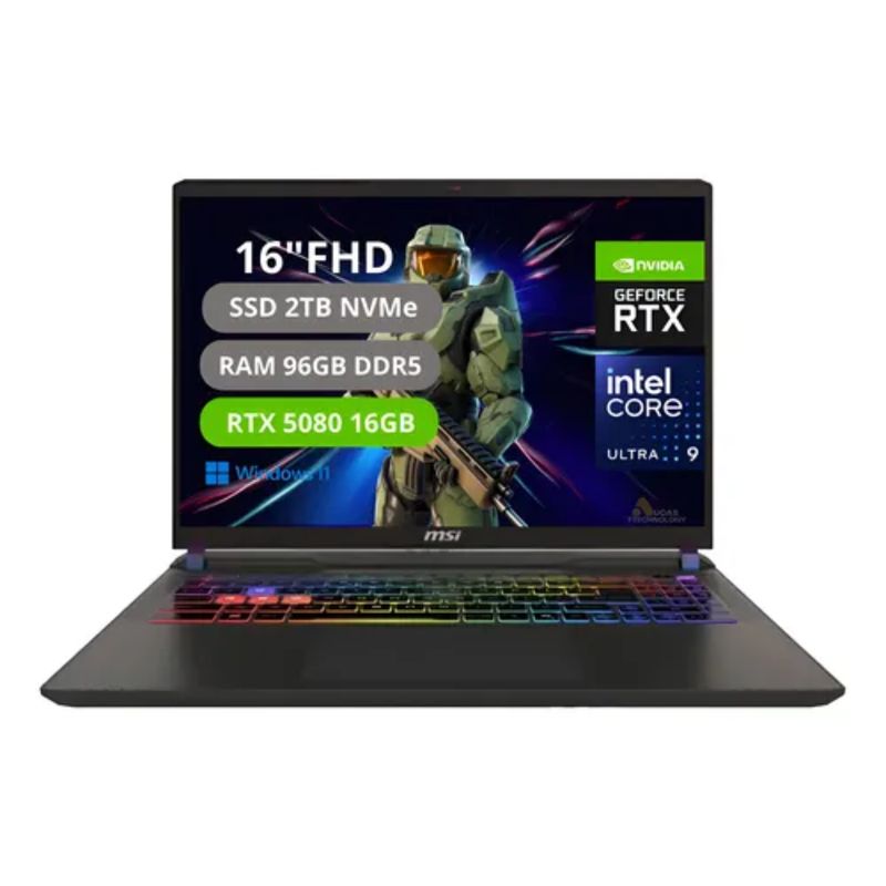 MSI - Portatil Msi Vector 16 Hx AI Intel Core Ultra 9 275HX Ram 96GB SSD 2TB RTX 5080 16GB GDDR7