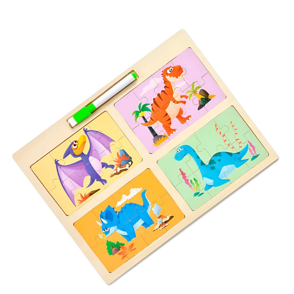 GENERICO - Rompecabeza Didactico Enseñanza 4 En 1 + Tablero Y Marcador