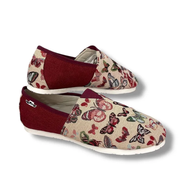 XIAN SHOES - alpargata clasica mujer mariposas vinotinto 25
