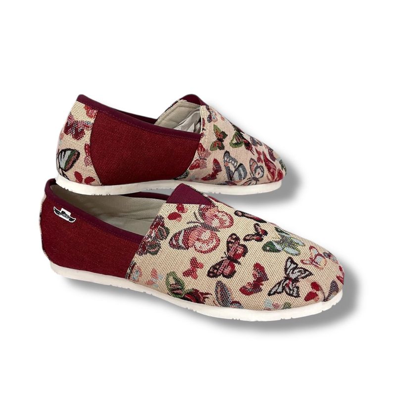 XIAN SHOES - alpargata clasica mujer mariposas vinotinto 25