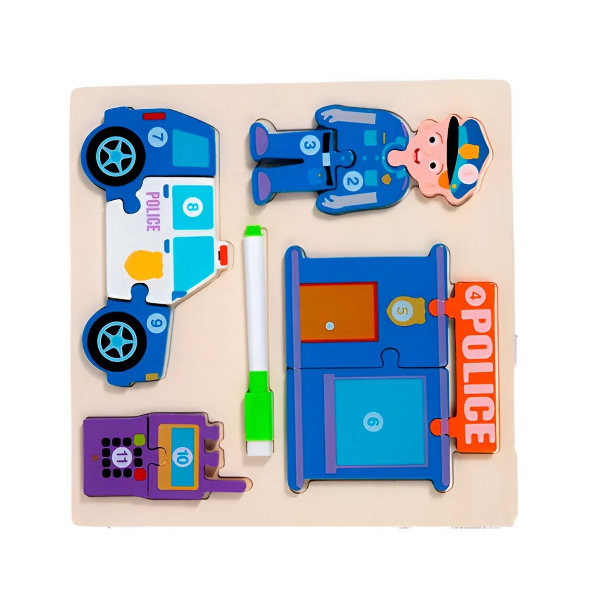 GENERICO - Rompecabeza Didactico Profesiones 4 En 1 + Tablero Marcador