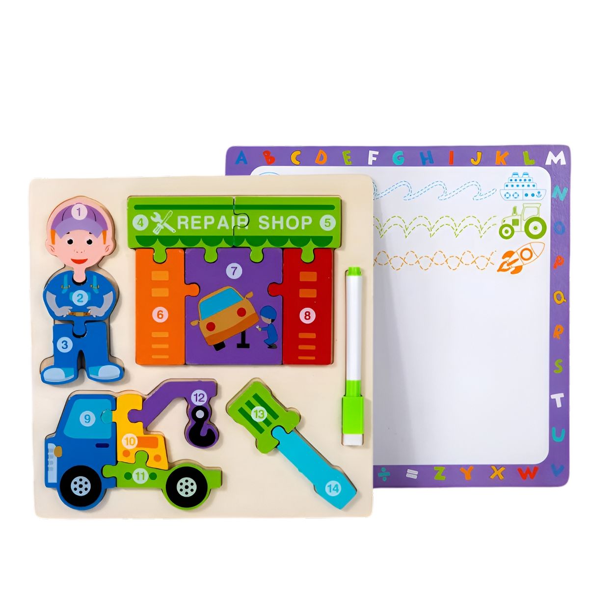 GENERICO - Rompecabeza Didactico Profesiones 4 En 1 + Tablero Marcador