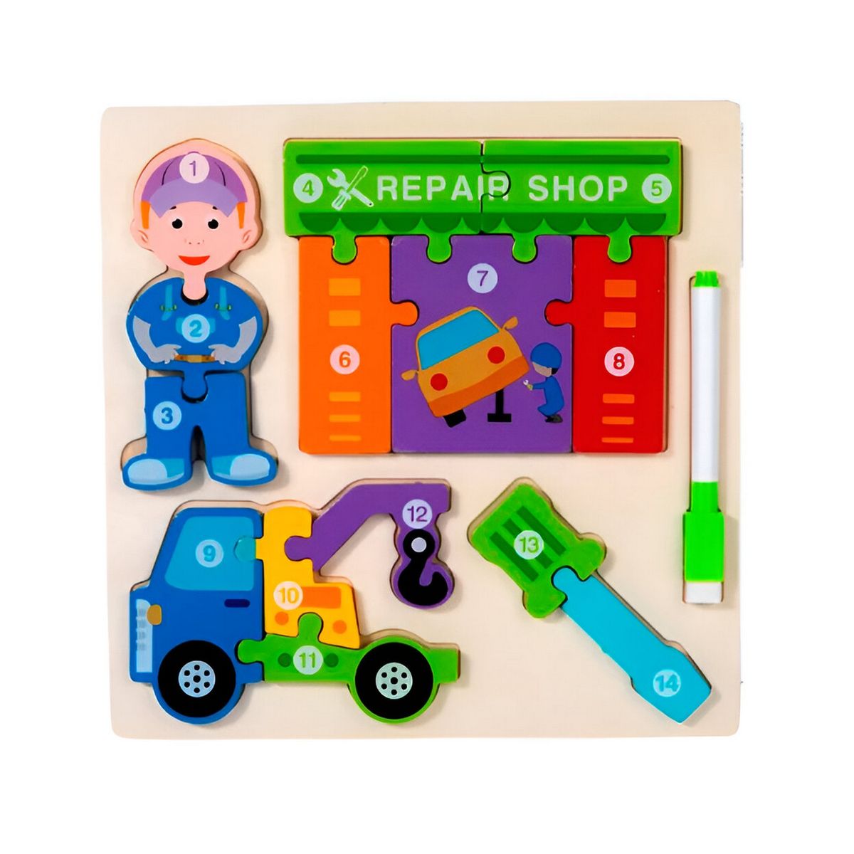 GENERICO - Rompecabeza Didactico Profesiones 4 En 1 + Tablero Marcador