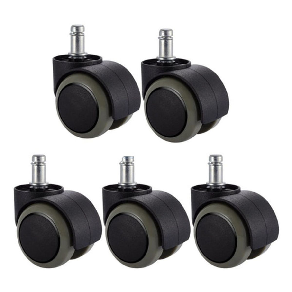 GENERICO - 5 Rodachinas Ruedas Para Silla De Oficina Recubrimiento Goma