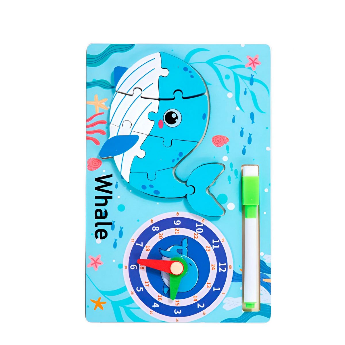 GENERICO - Rompecabeza Didactico Animal Selva + Reloj Tablero Marcador