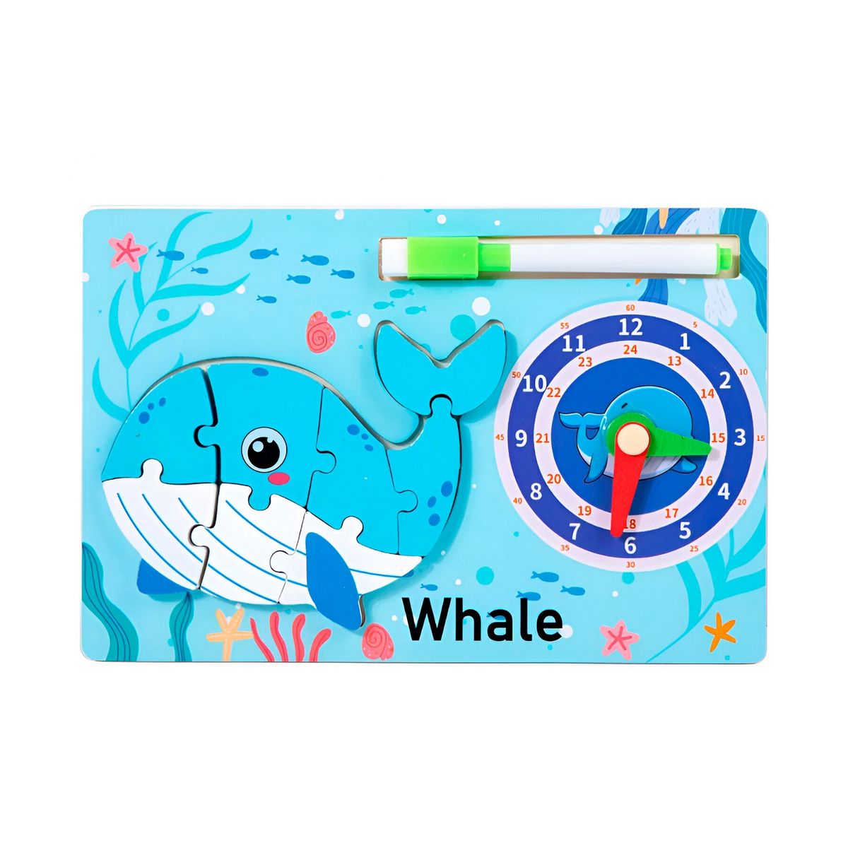 GENERICO - Rompecabeza Didactico Animal Selva + Reloj Tablero Marcador