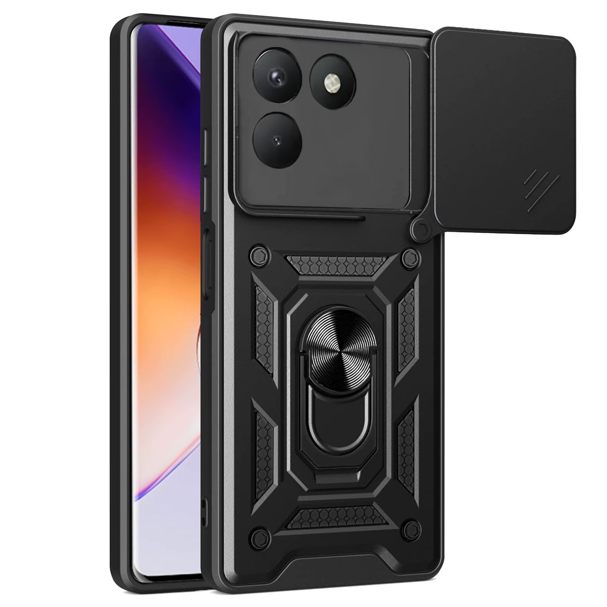 GENERICO - Funda Estuche Case Slider Compatible Con Tecno Pova 7 Negro