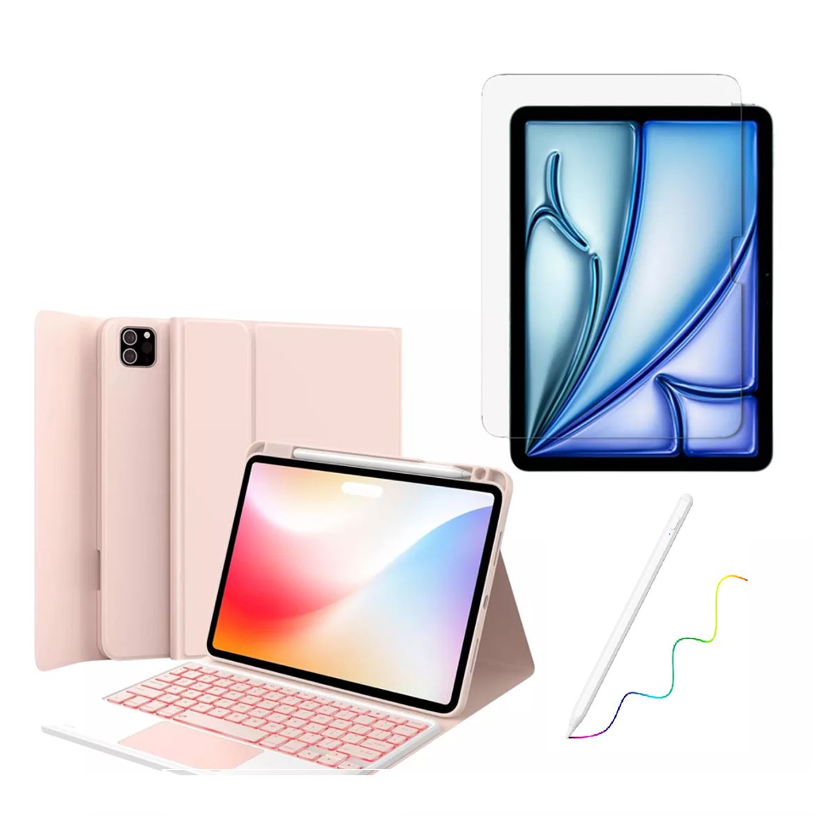 GENERICO - Estuche Teclado Touchpad Para ipad 10.2 7/8/9 gen + lapiz + vidrio