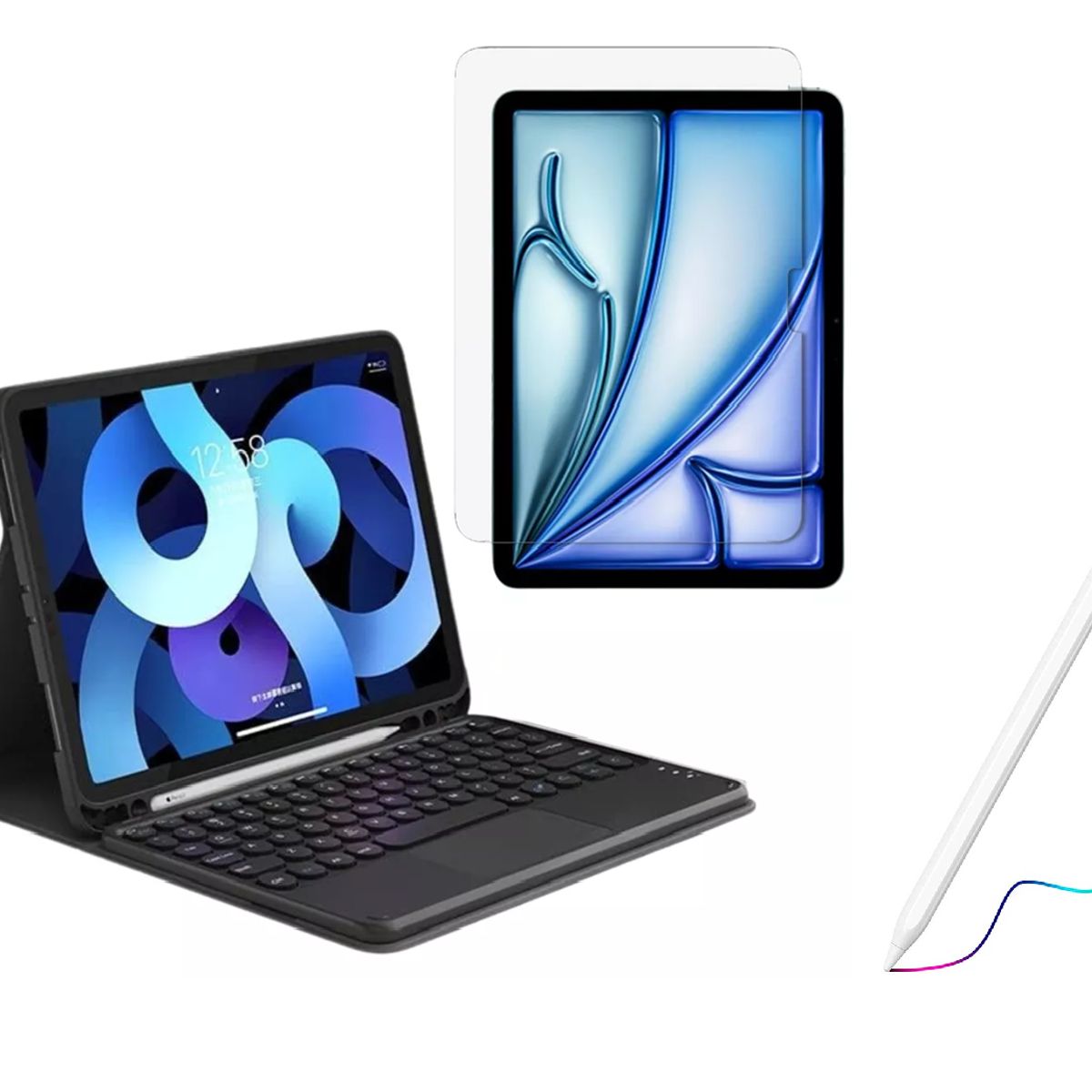 GENERICO - Estuche Teclado Touchpad Para ipad air 11 M2 2024 + lapiz + vidrio