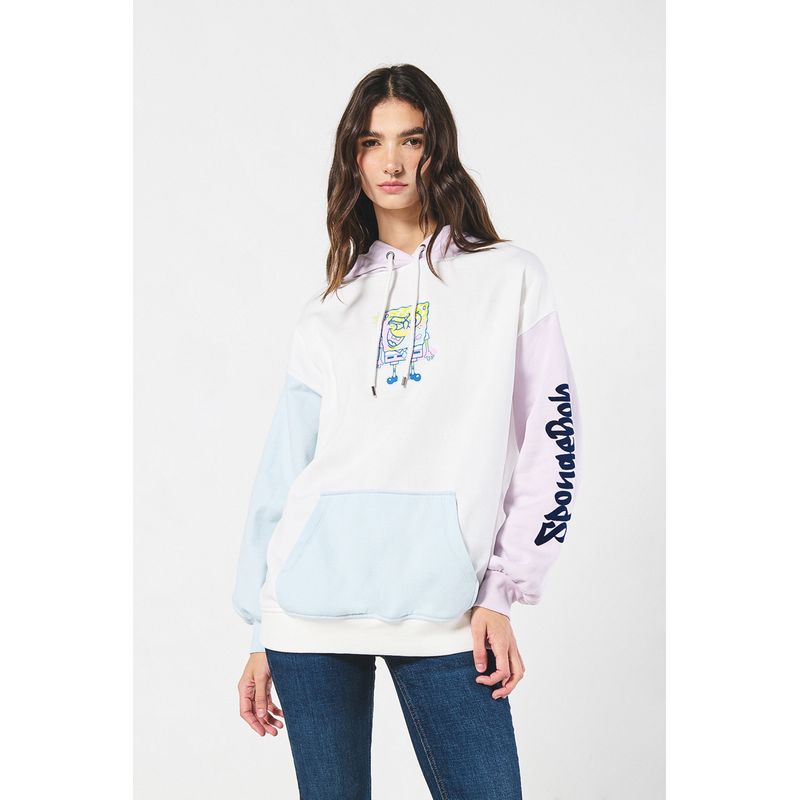 KOAJ - KOAJ Buzo oversize crema de Bob Esponja con capota y contras Mujer