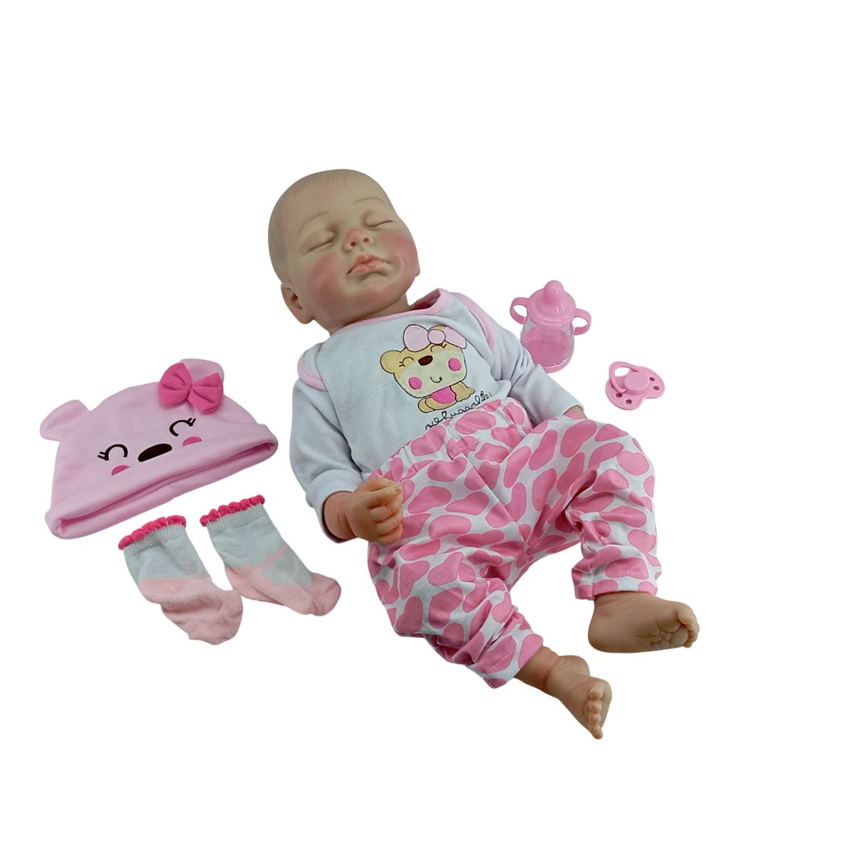JUGUETERIA EXPRESS - Bebe Reborn Realista Ojos Cerrados Silicona Accesorios 42cm