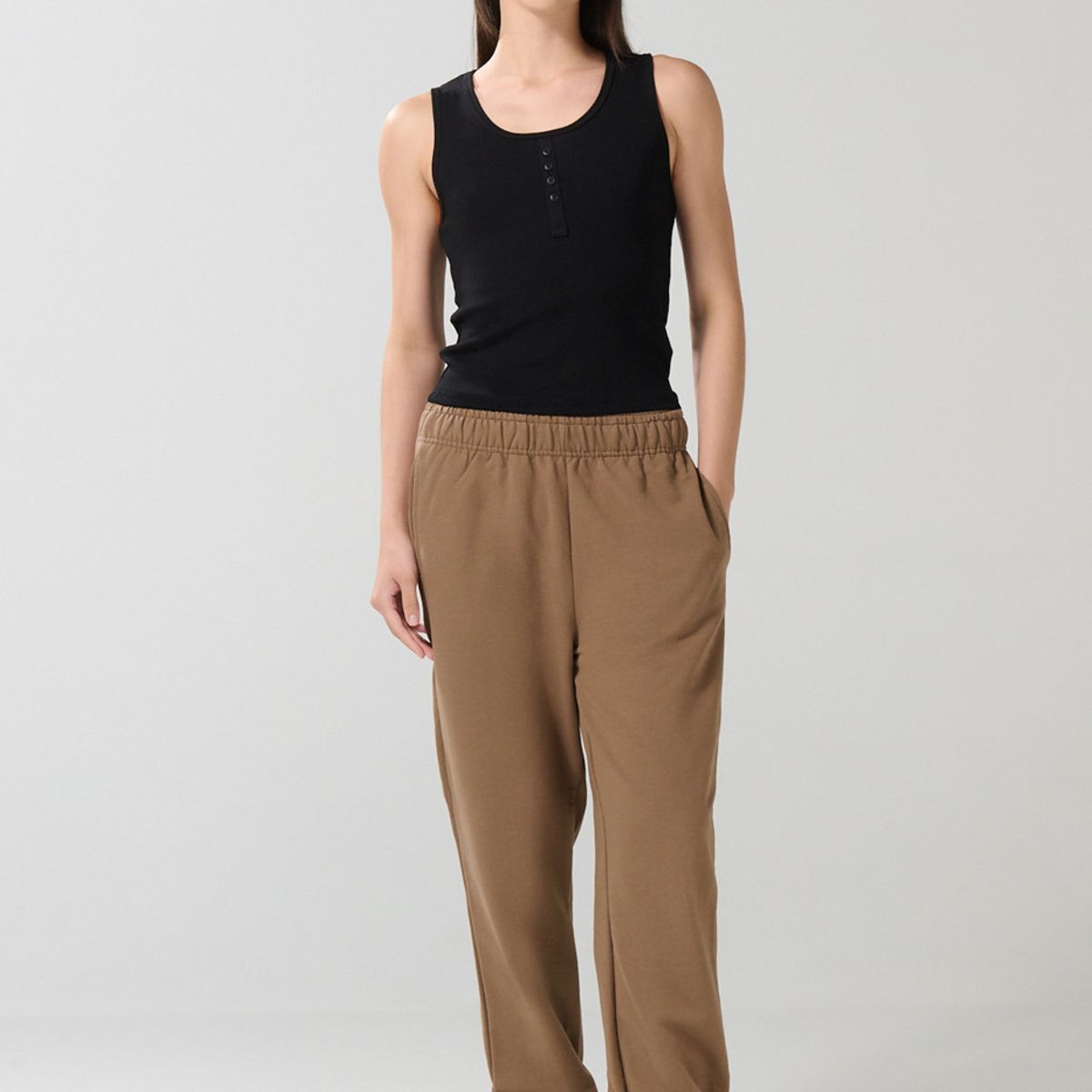 KOAJ - KOAJ Camiseta unicolor con botones y manga sisa Mujer