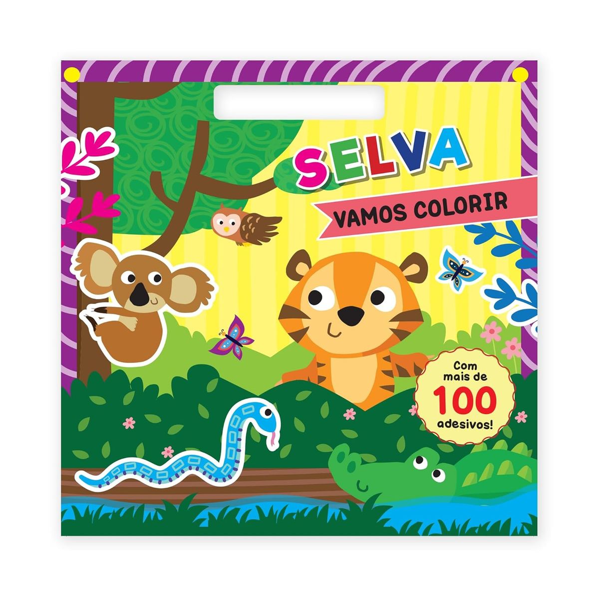 JUGANDO Y EDUCANDO - Libro Didáctico Colorea La Selva Con Stickers Para Niños