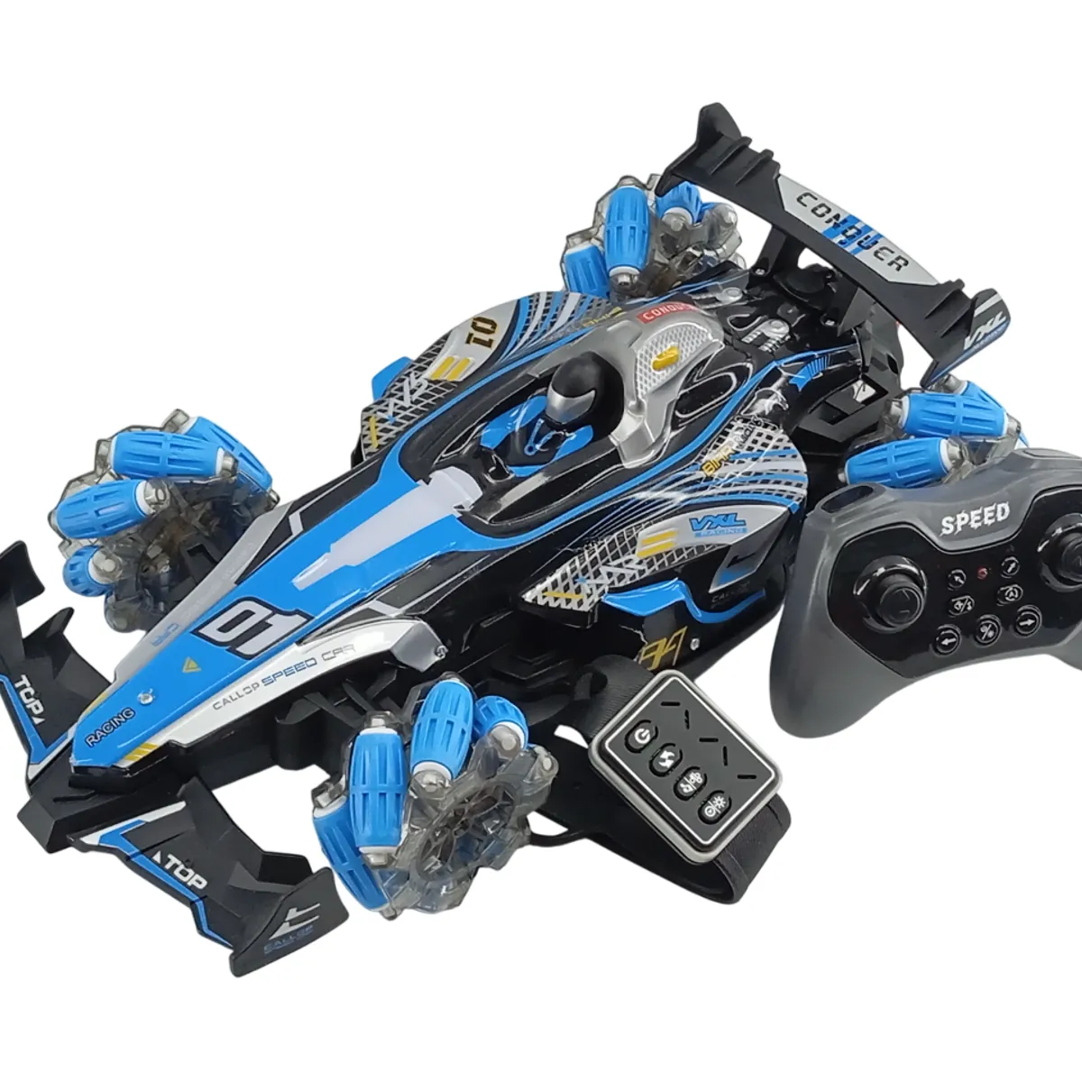 JUGUETERIA EXPRESS - Carro Control Remoto Carreras Luz Humo Sensor mano