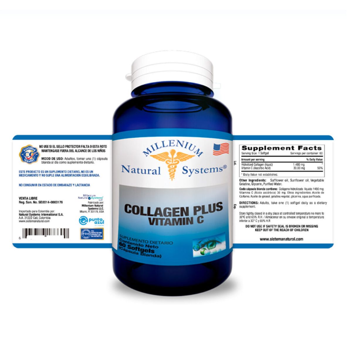 NATURAL SYSTEM - SUPLEMENTO COLAGENO PLUS + VITAMINA C X 60 SOFTGELS