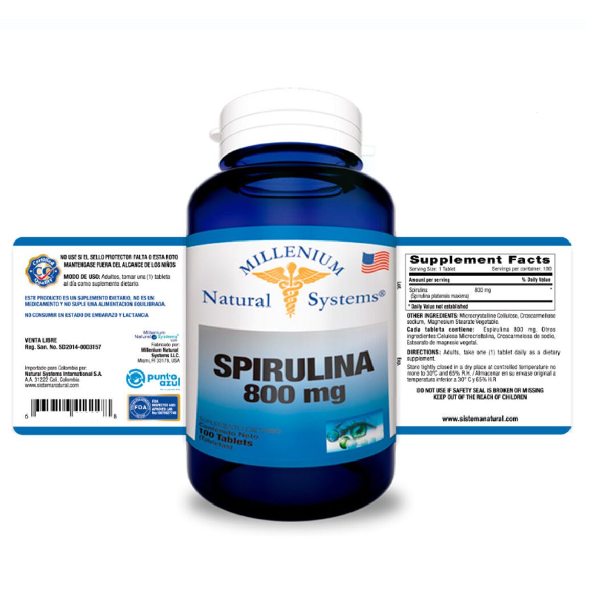 NATURAL SYSTEM - SUPLEMENTO ESPIRULINA  X 100 UNIDADES
