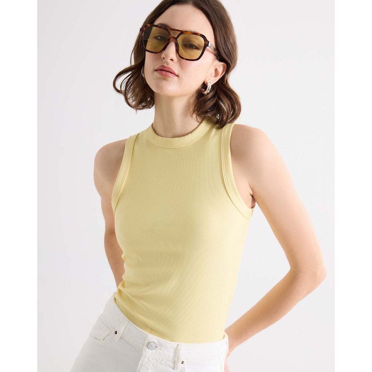 SEVEN SEVEN - Camiseta Para Mujer Manga Sisa Cuello Redondo Color Amarillo Marca Seven Seven #28096391