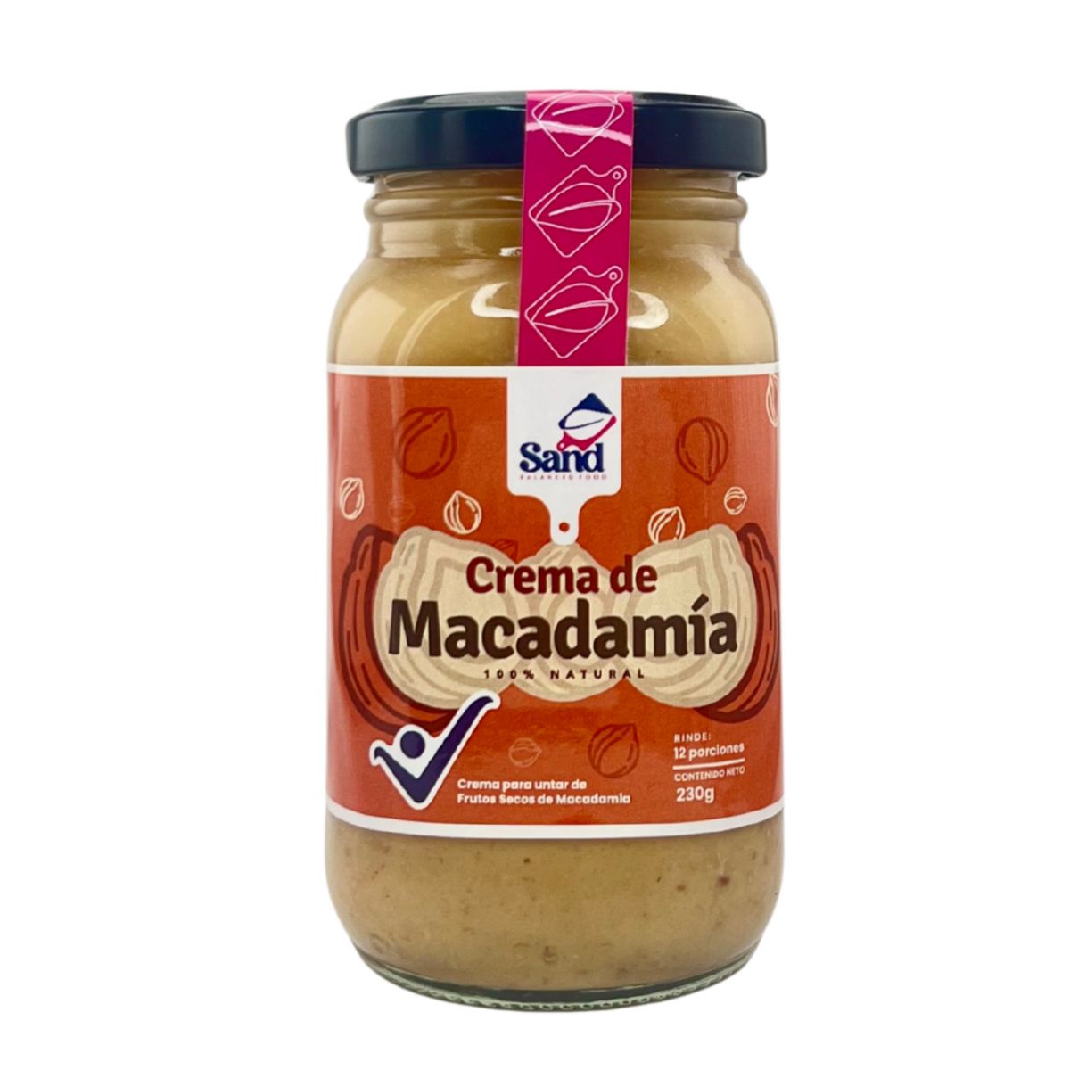 SAND BALANCED FOOD - Crema de macadamia sin azucar natural 100%  230 gramos Sand