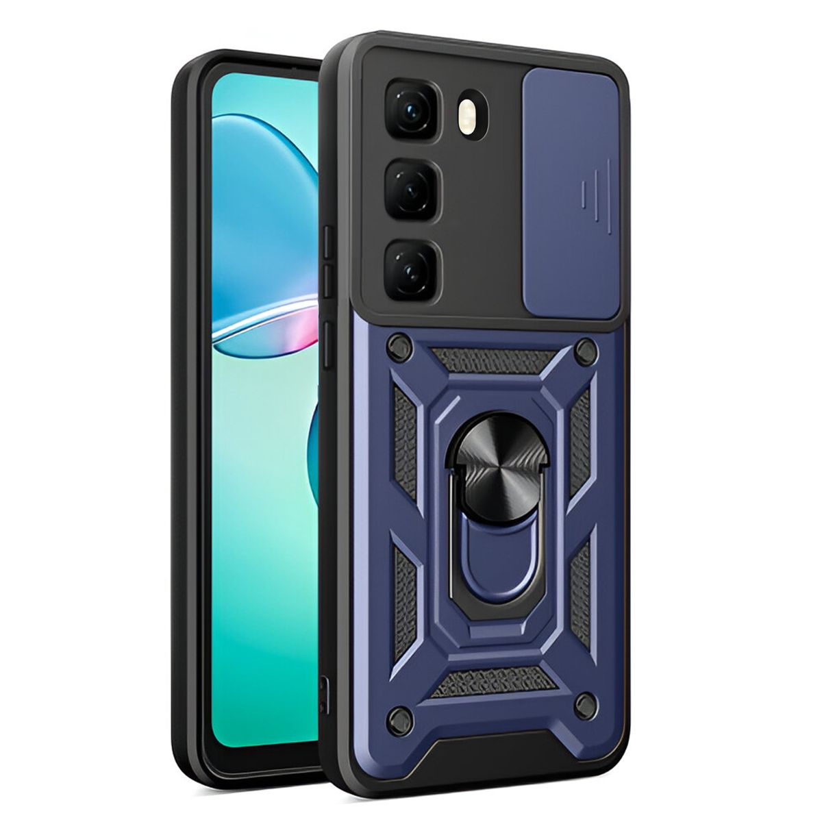 GENERICO - Funda Estuche Case Slider Compatible Con Infinix Hot 60 Pro Plus Azul