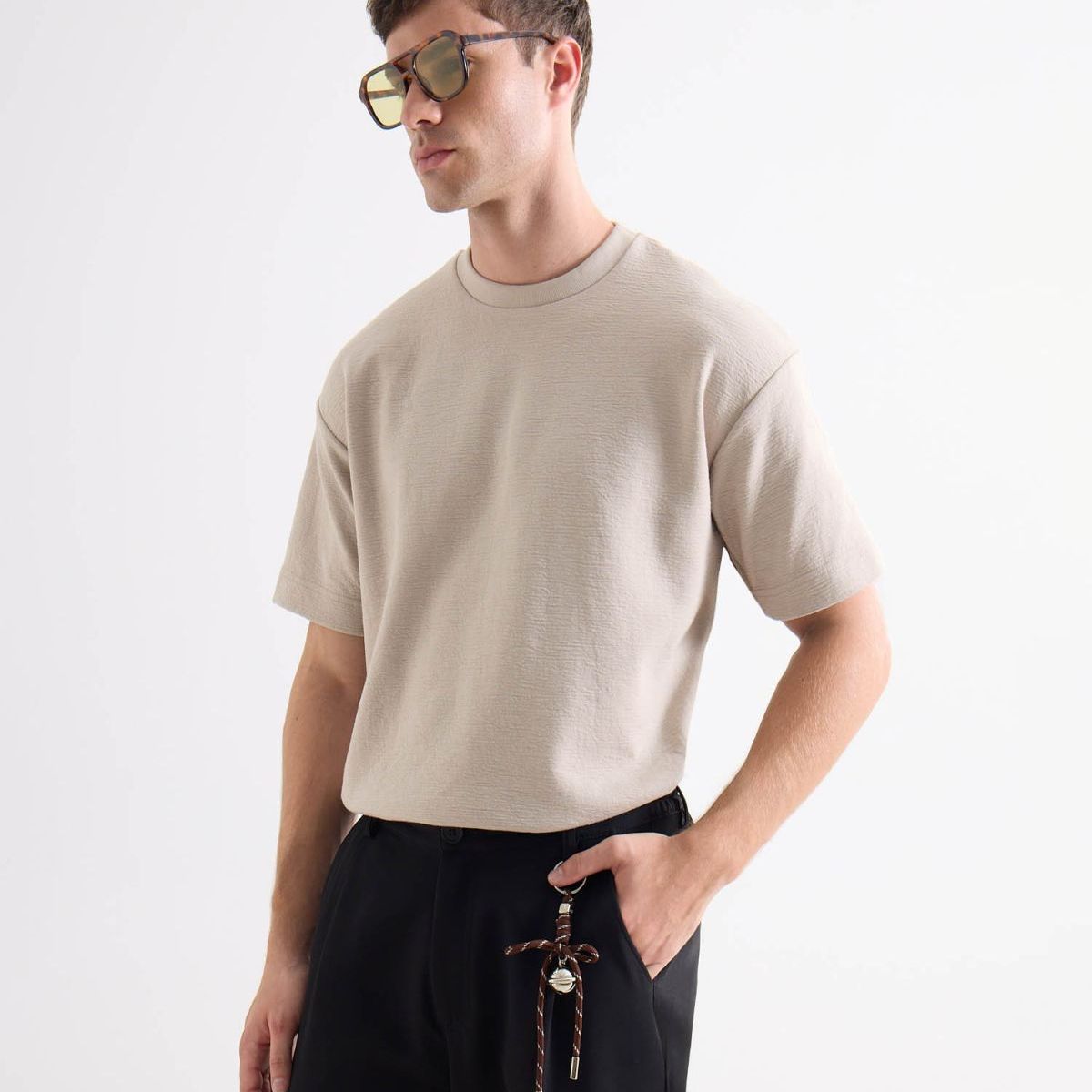 SEVEN SEVEN - Camiseta Para Hombre Manga Corta Cuello Redondo Color Crema Marca Seven Seven #45092789