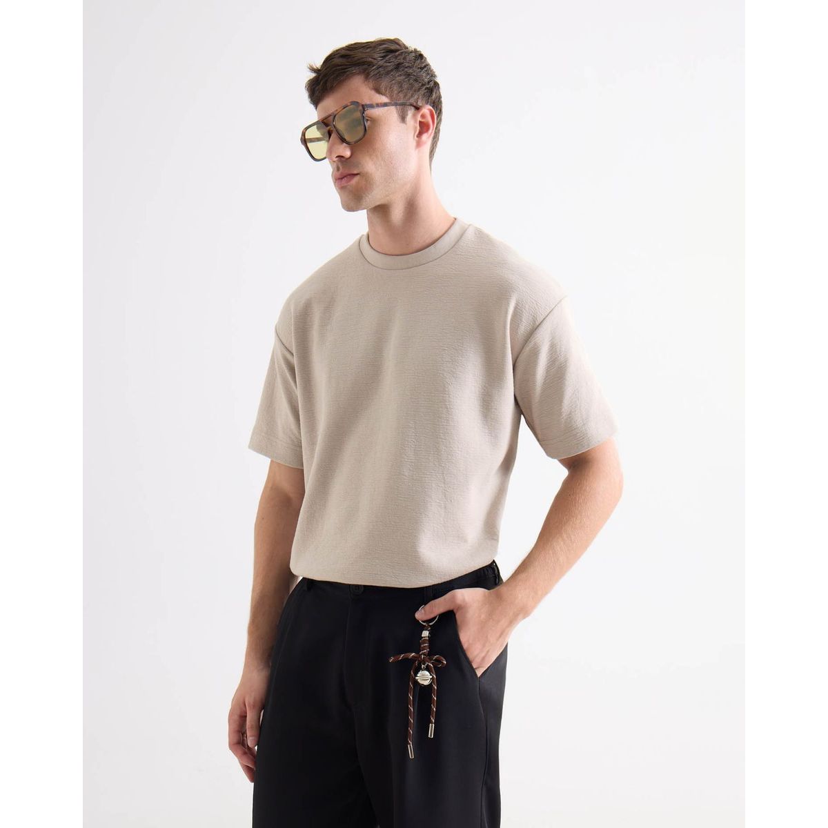 SEVEN SEVEN - Camiseta Para Hombre Manga Corta Cuello Redondo Color Crema Marca Seven Seven #45092789