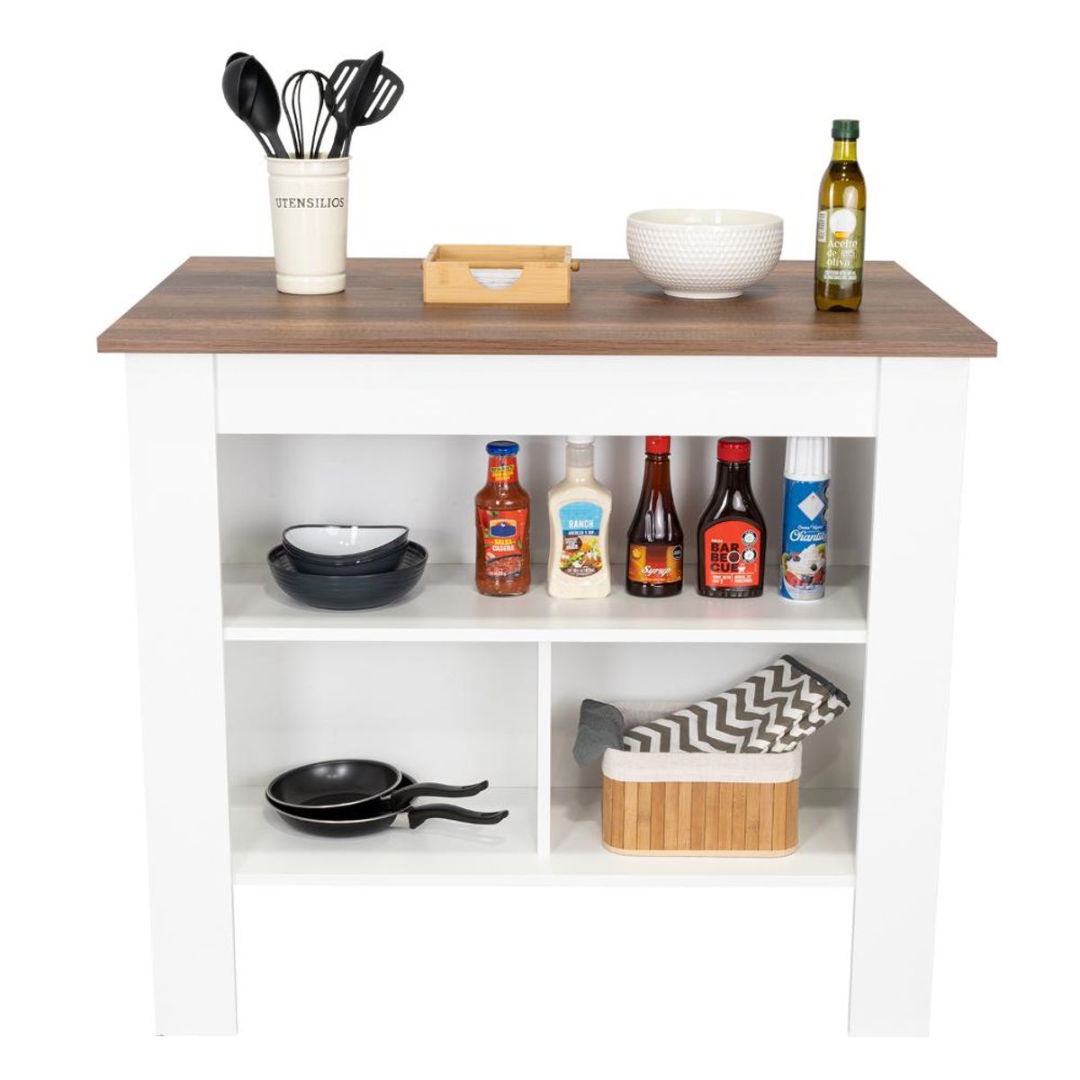 RTA DESIGN - Barra de Cocina Cala Blanco y Cobre con Amplia Supeicie En La Mesa