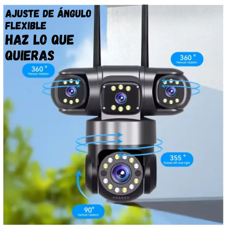 GENERICO - Cámara De Seguridad Wifi Exterior 4 Lentes Vision Nocturna
