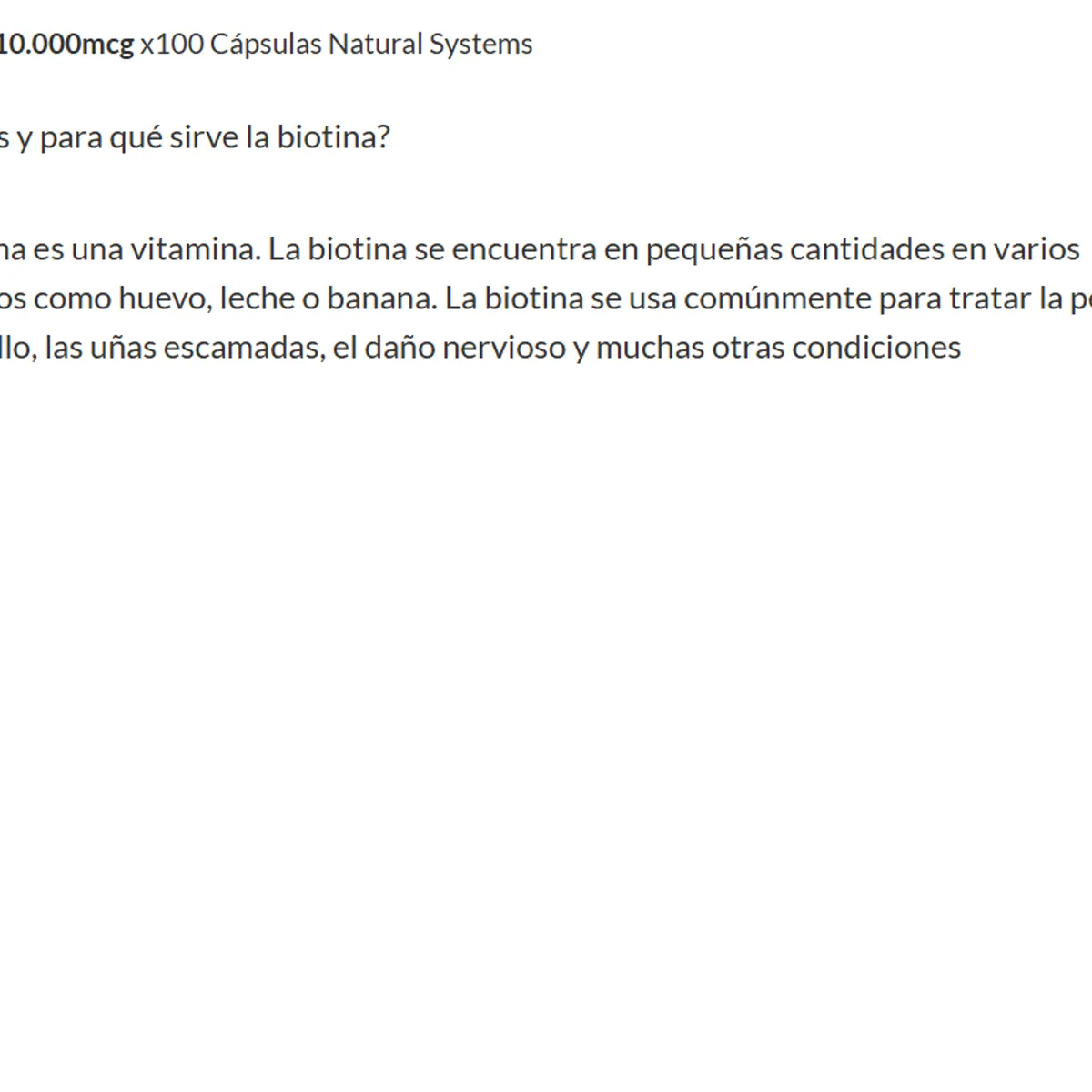 NATURAL SYSTEM - SUPLEMENTO BIOTINA X 100 UNIDADES