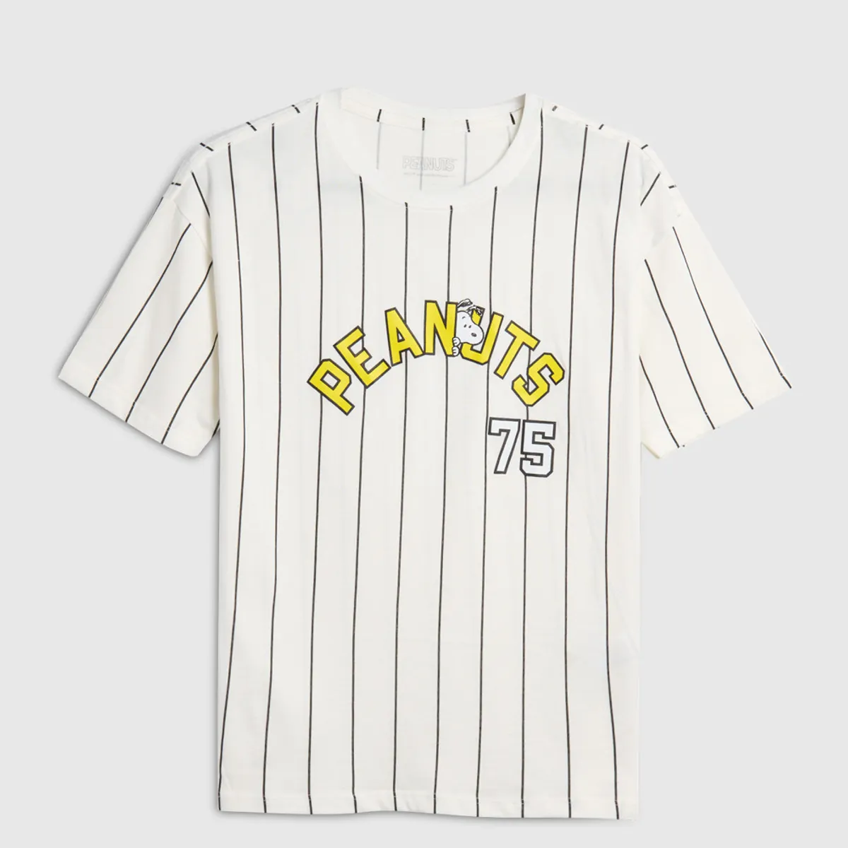 KOAJ - KOAJ Camiseta crema a rayas de Snoopy oversize con manga cor Niño