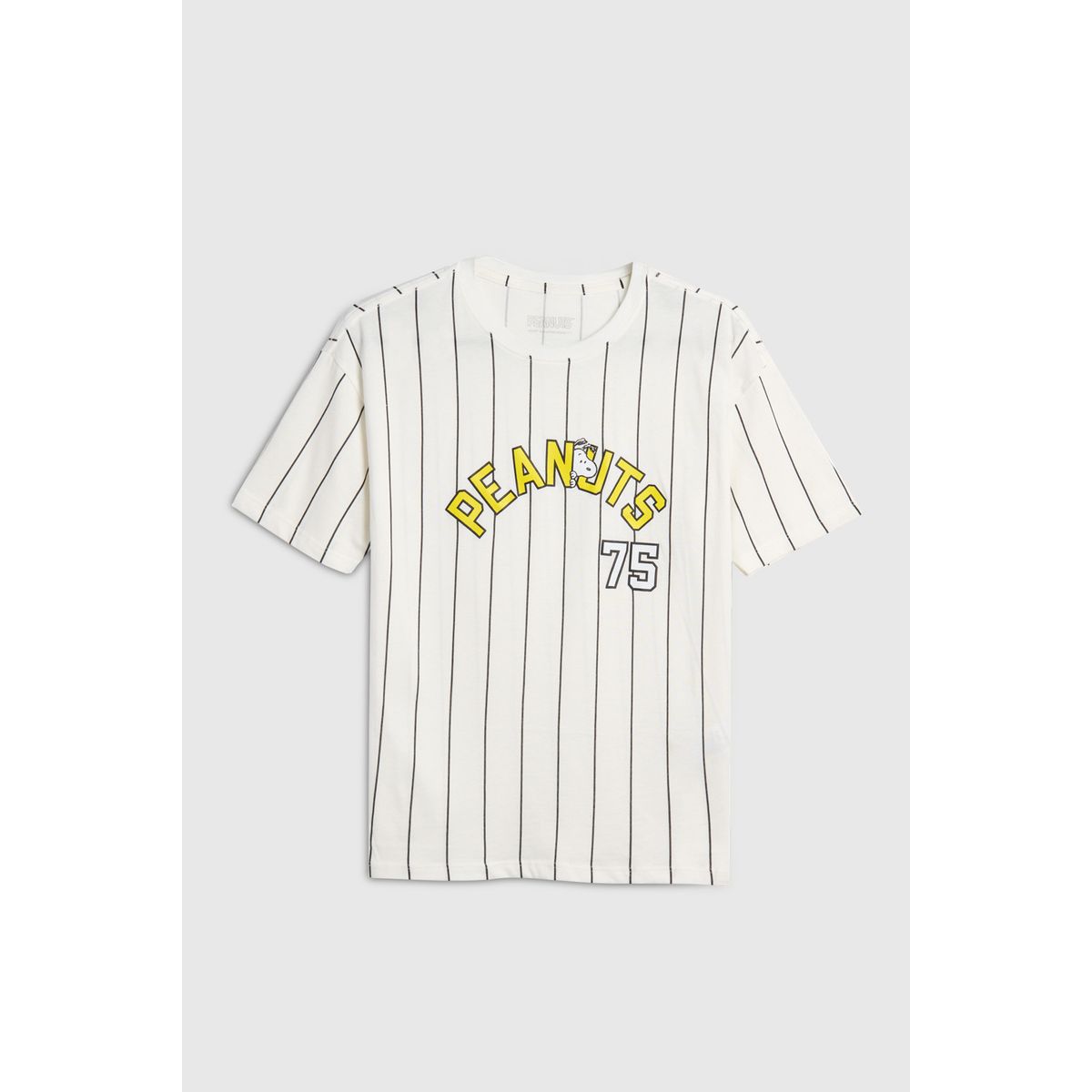 KOAJ - KOAJ Camiseta crema a rayas de Snoopy oversize con manga cor Niño