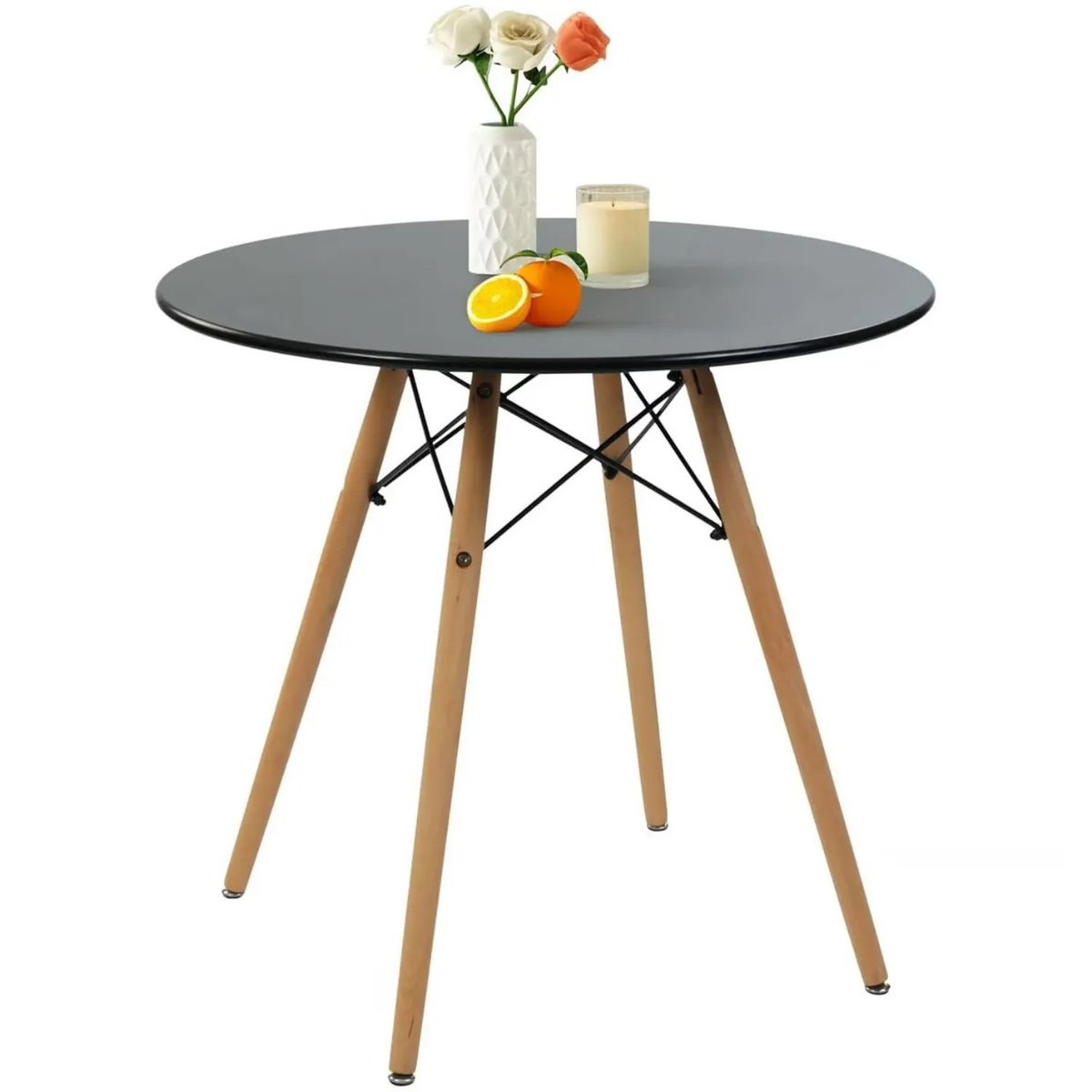 ZER - Mesa de Comedor Eames Redonda Madera Con Patas De Madera Haya