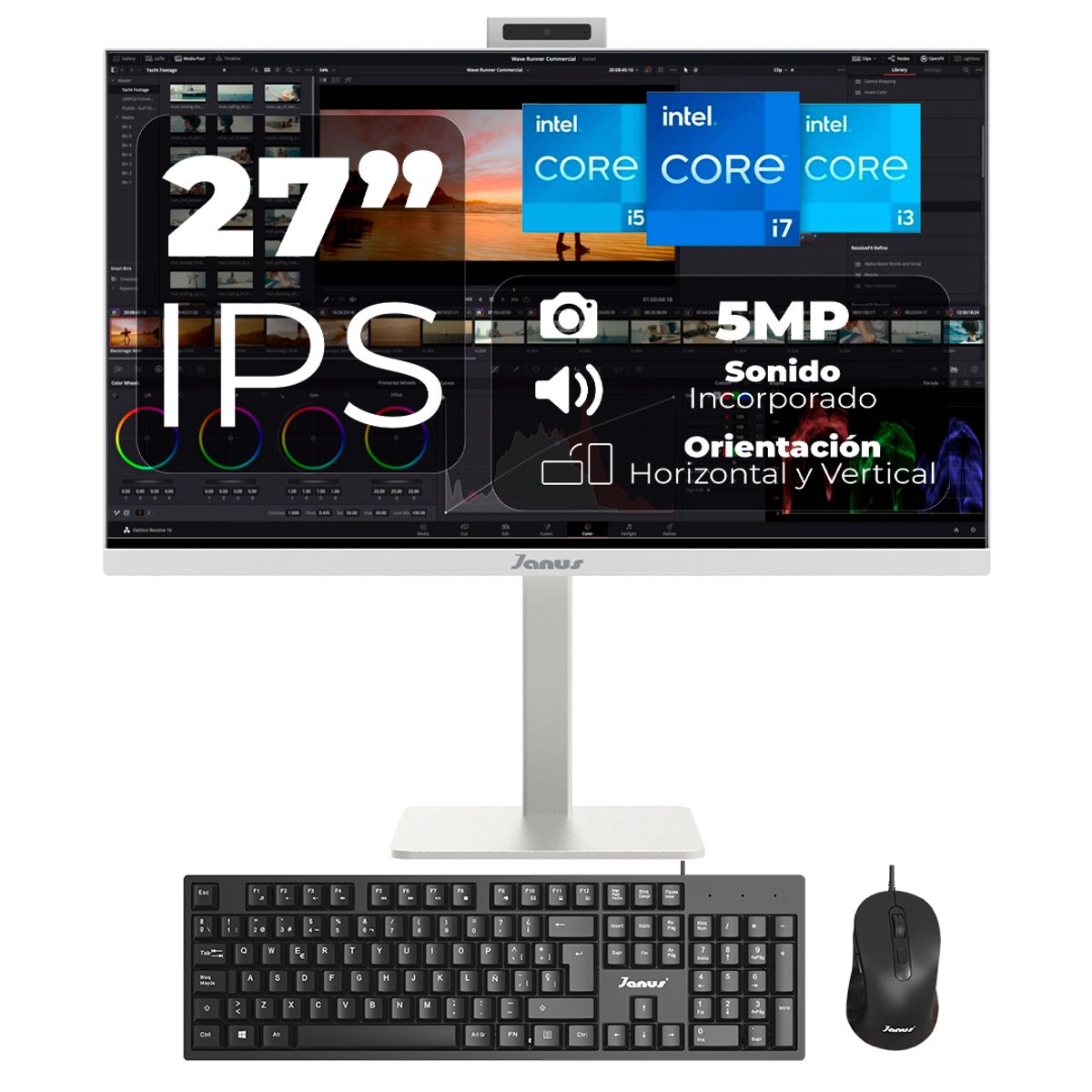 JANUS - All-in-One Janus 27 Intel Core i3-12100 RAM 16GB DDR4 SO-DIMM SSD 512GB Blanco