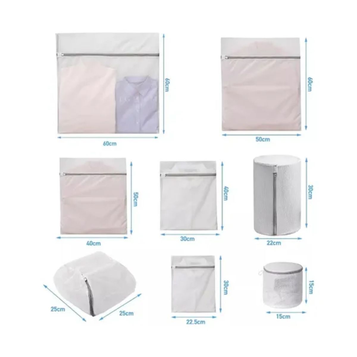 GENERICO - Set X8 Bolsas Malla Fina Para Lavar Ropa Delicada Lavadora