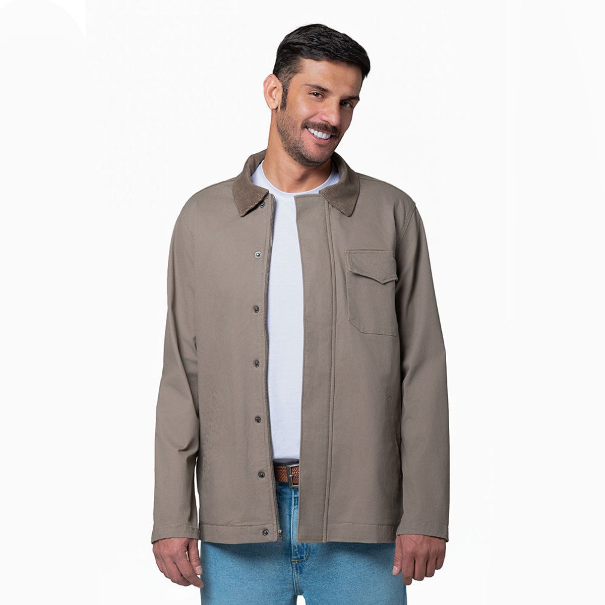LEC LEE - Chaqueta Dril Hombre Lec Lee Verde Taupe S/Azul