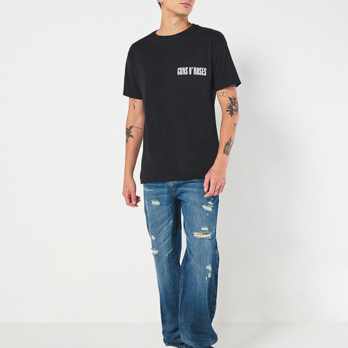 KOAJ - KOAJ Camiseta manga corta con estampado de Guns & Roses. Hombre