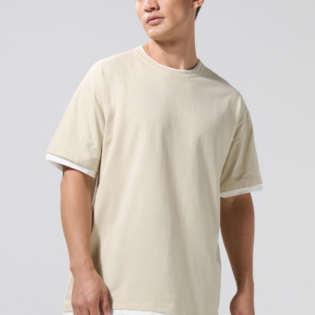 KOAJ - KOAJ Camiseta unicolor para hombre oversize contrastes en ma Hombre