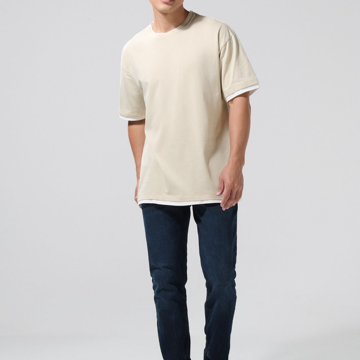 KOAJ - KOAJ Camiseta unicolor para hombre oversize contrastes en ma Hombre