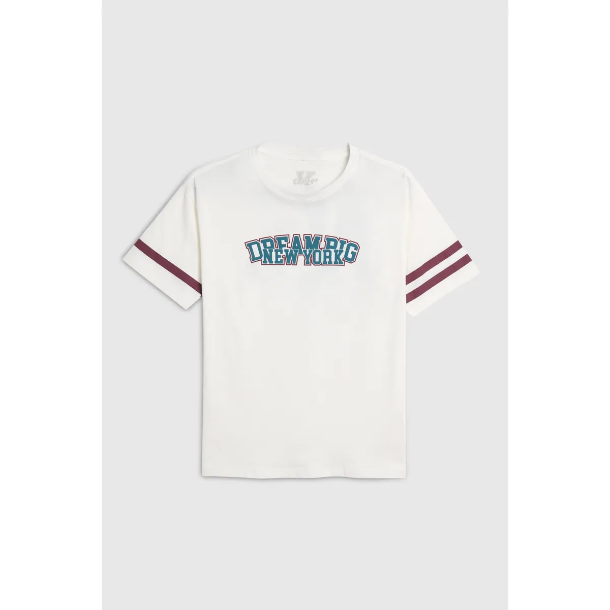 KOAJ - KOAJ Camiseta college crema en algodón oversize cuello redon Niño