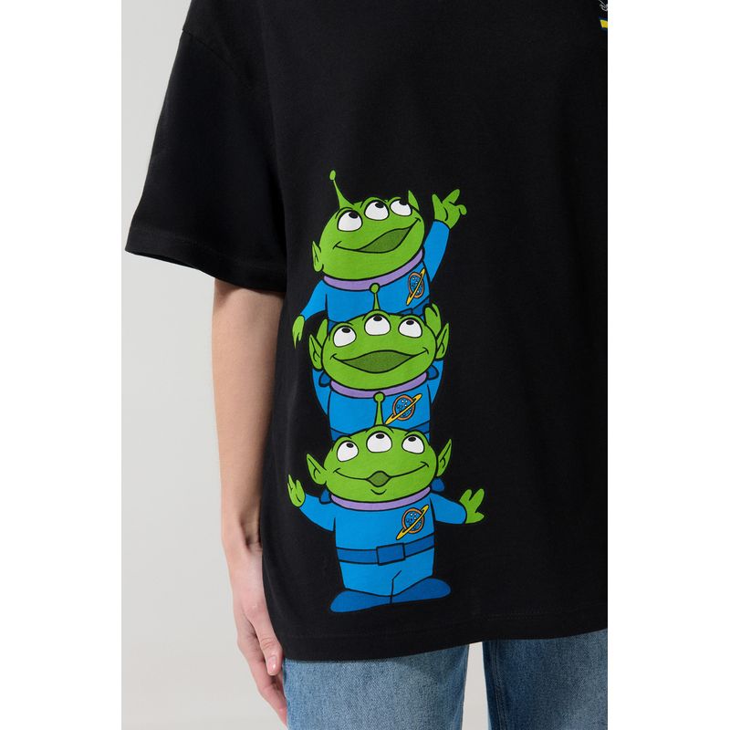 KOAJ Camiseta oversize cuello V negra con arte de Toy Story Mujer