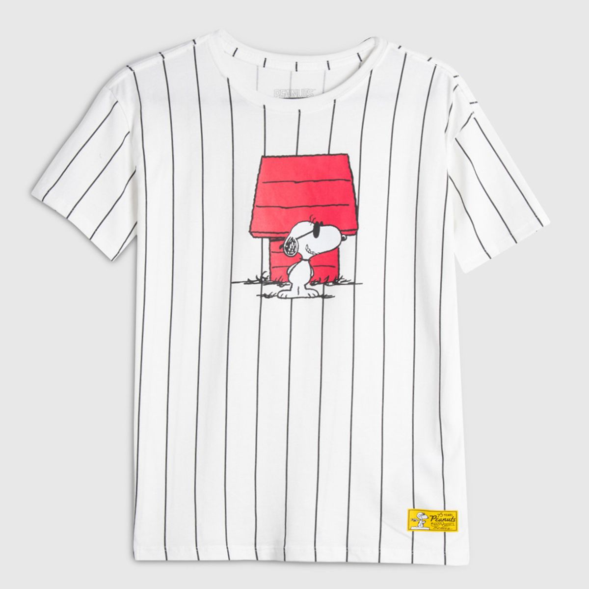 KOAJ - KOAJ Camiseta a rayas crema oversize de Snoopy con manga cor Niña