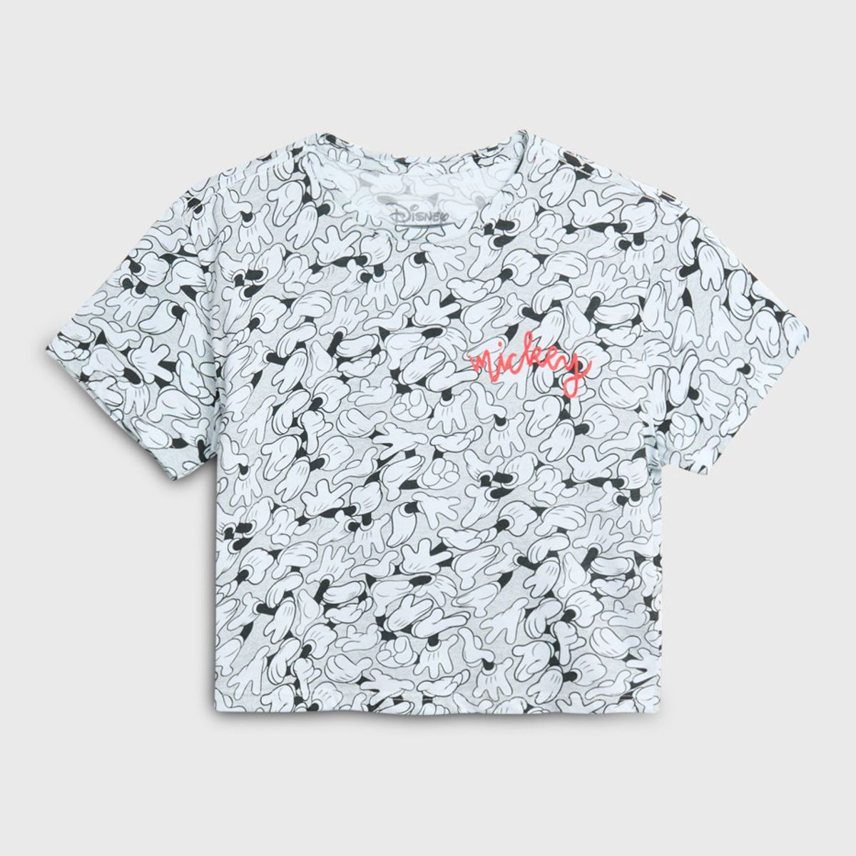 KOAJ - KOAJ Camiseta crop top crema clara con arte de Mickey Niña